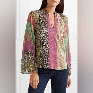 Alice + Olivia Prija Wide Bell Sleeve Blouse Top Floral Boho Small